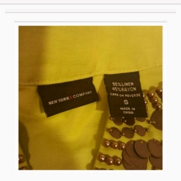 New York & Co Womens Tunic Top Blouse Linen Beaded. - Picture 8 of 9
